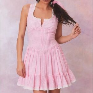LOVESHACKFANCY CERRONE DRESS IN SUNKISSED ROSE